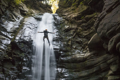 Scenic view of waterfall