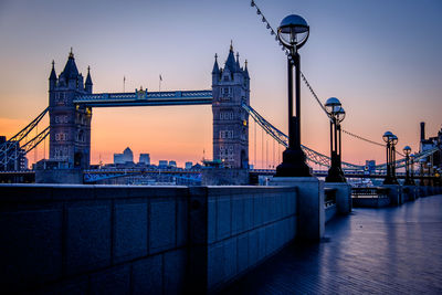 View of suspension bridge in city