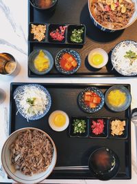 High angle view of food on table