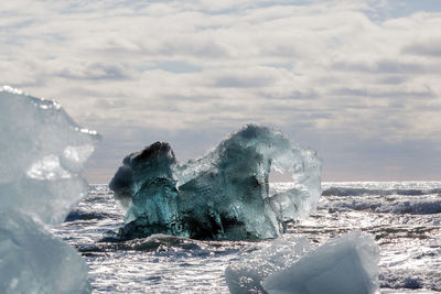 Scenic view of sea against sky during winter