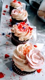 Close-up of cupcakes on table