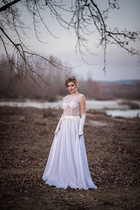 Woman standing on a land