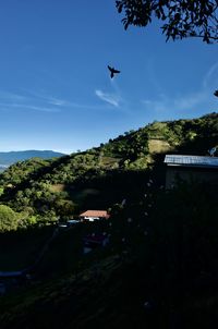 Airplane flying above the sky