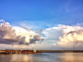 Scenic view of sea against cloudy sky