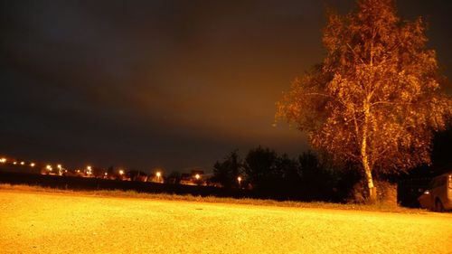 Scenic view of landscape against sky at night