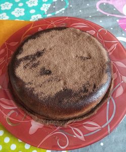 High angle view of cake on table