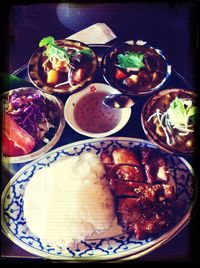 Close-up of meal served on plate