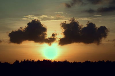 Silhouette trees against sky during sunset