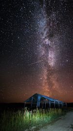 Scenic view of field against sky at night