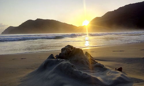 Scenic view of sea at sunset