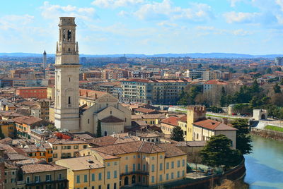 High angle view of townscape against sky