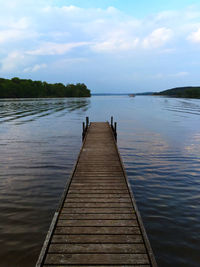Pier over lake against sky