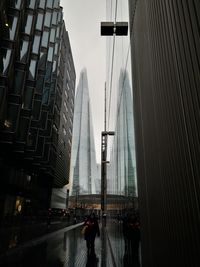 Low angle view of modern buildings in city