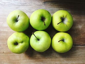 High angle view of apples on table