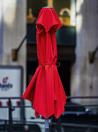 Rear view of red umbrella