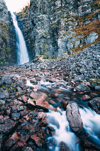 Scenic view of waterfall in forest