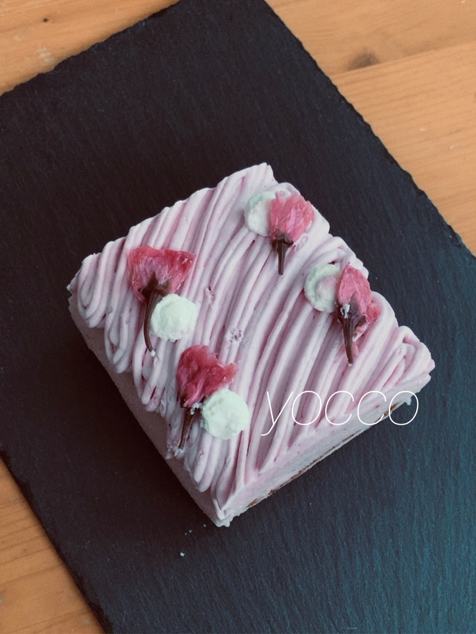 food and drink, food, pink, indoors, no people, high angle view, wood, freshness, table, still life, icing, sweet food, dessert