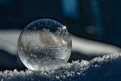 Close-up of frozen glass