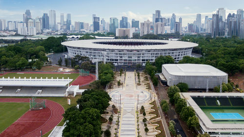 Aerial view of buildings in city