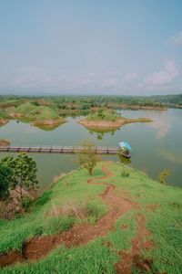 Scenic view of lake against sky