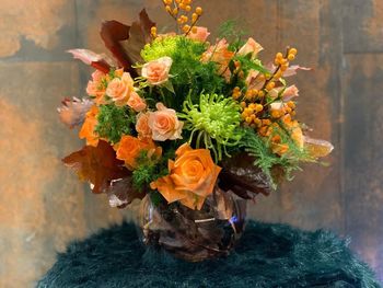 Close-up of rose bouquet in vase