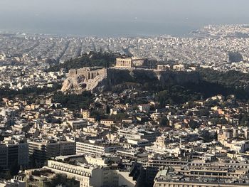 High angle view of townscape against sky