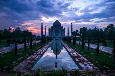 View of taj mahal against cloudy sky during sunset