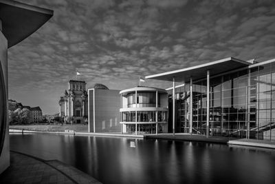 Reflection of buildings in water