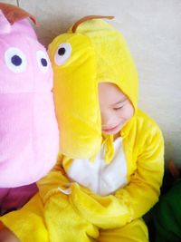 Close-up of cute girl playing with toy