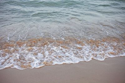 High angle view of surf on beach