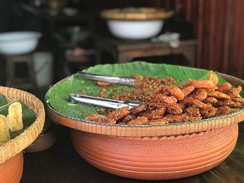 Close-up of food in bowl on table