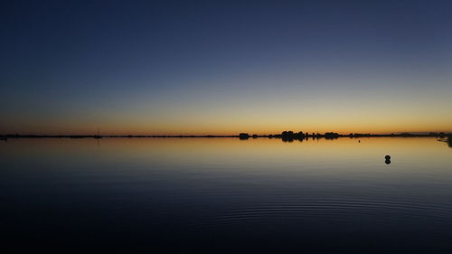 Scenic view of calm lake during sunset