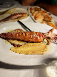 Close-up of food in plate on table