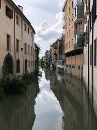 Canal amidst buildings against sky