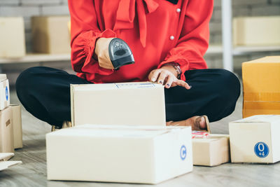 Man working on table