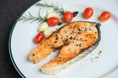 High angle view of meal served in plate