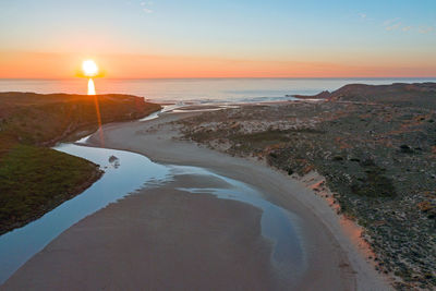 Scenic view of sea against sky during sunset