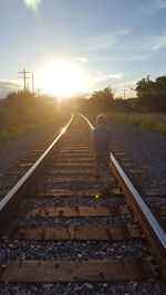 Railroad track at sunset