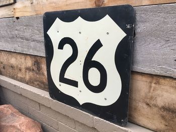 Close-up of text on wood