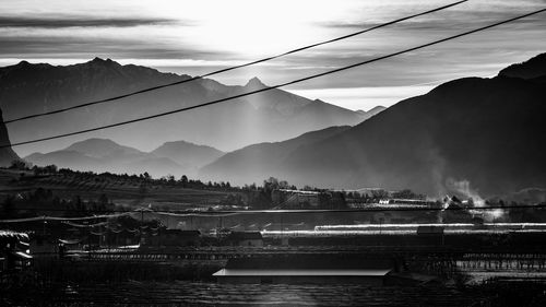 Scenic view of mountains against sky