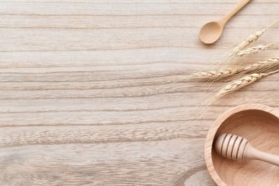 High angle view of spoon on table