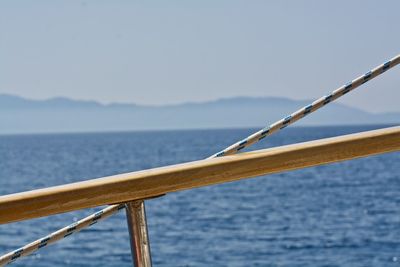 Close-up of blue sea against clear sky