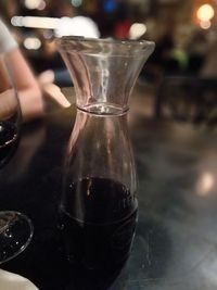 Close-up of beer in glass on table