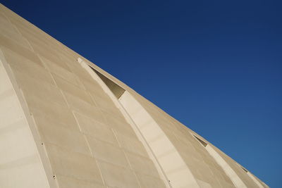 Low angle view of building against clear blue sky