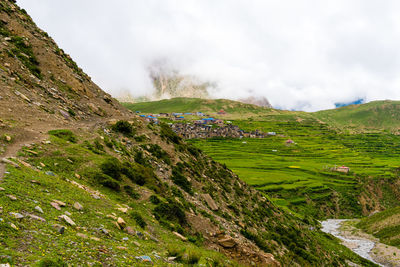 Scenic view of land against sky