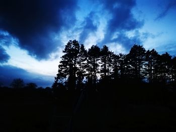 Low angle view of silhouette trees against sky