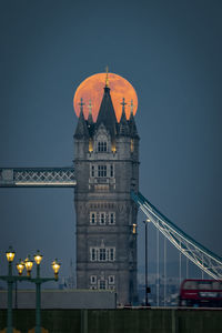 Low angle view of bridge against clear sky