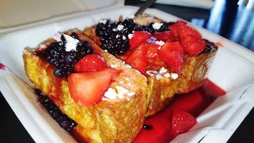 Close-up of dessert served in plate