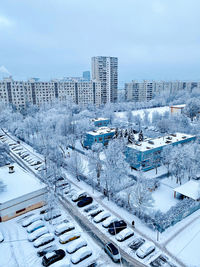 High angle view of cityscape against sky