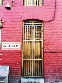 Closed door of building